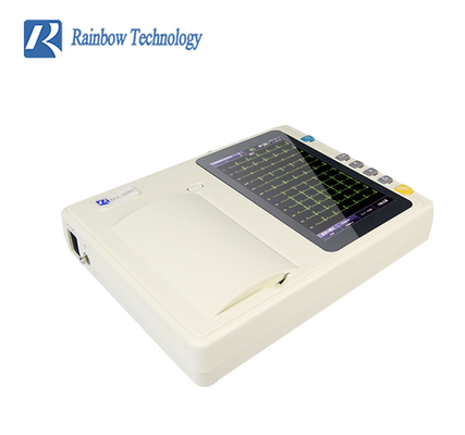 AC 110-230V Dokunmatik Ekran 6 Kanallı Tıbbi EKG EKG Makinesi Net Ağırlık 1.3kg