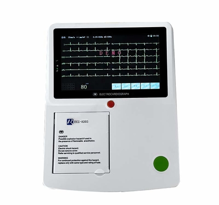 Ekstremite Elektrotları Dokunmatik Ekranlı 12 Kanallı Dijital EKG Makinesi Yüksek Çözünürlük