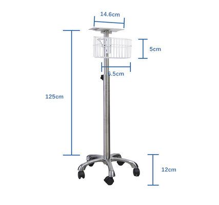 Paketleme Boyutu 69cm L X 21cm W X 46cm H 140cm tutma yüksekliği olan hasta monitörü arabası