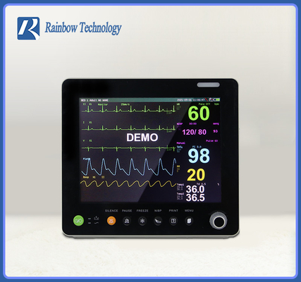 EKG'li Dokunmatik Ekranlı Çok Parametreli Hasta Monitörü HR PR SPO2 NIBP RESP TEMP