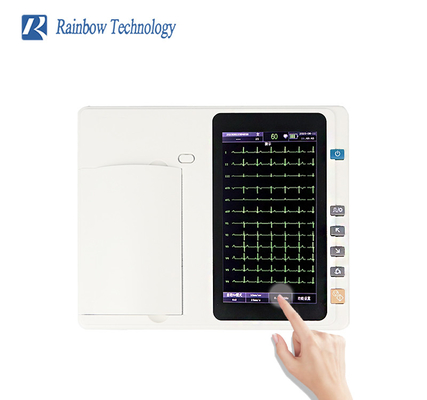 Taşınabilir 6 Kanal EKG Monitörü Dokunmatik Ekran Analizörü Şarj edilebilir Li-ion Pil