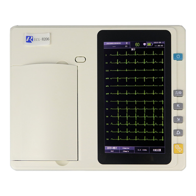 7 inç TFT Ekranlı Tıbbi Enstrüman Hastane Klinik Aile Kullanımı için 3/6 kanal EKG Makinesi